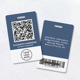 Logo QR Bar Codes Blue Employee Ausweis