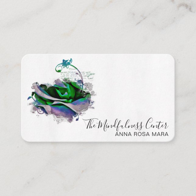 *~* Logo QR Blaue Aquamarine Rose Blumenfloral Blu Visitenkarte (Vorderseite)