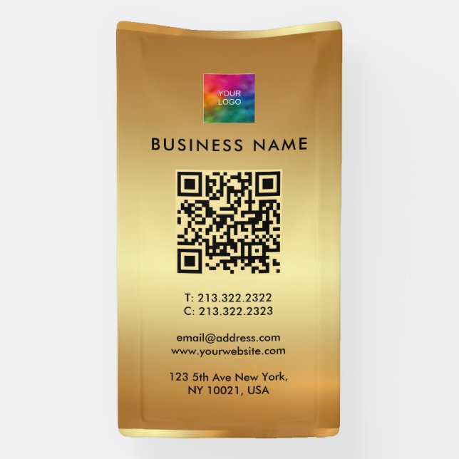 Logo QR Code Außerhalb Vertikale Imitat Goldenes B Banner (Vertikal)