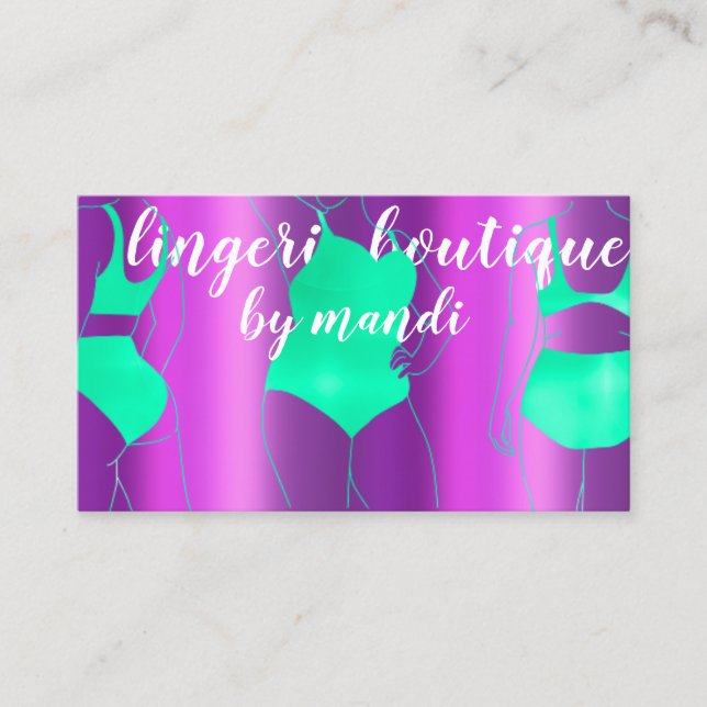 Logo QR Code Bikini Unterwäsche Online Shop Lila Visitenkarte (Vorderseite)