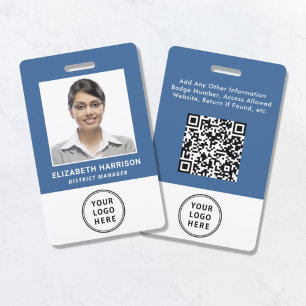 Logo QR Code Blue Employee Foto ID Ausweis