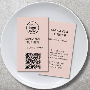 Logo QR-Code Business Blush Rosa Professionell Visitenkarte