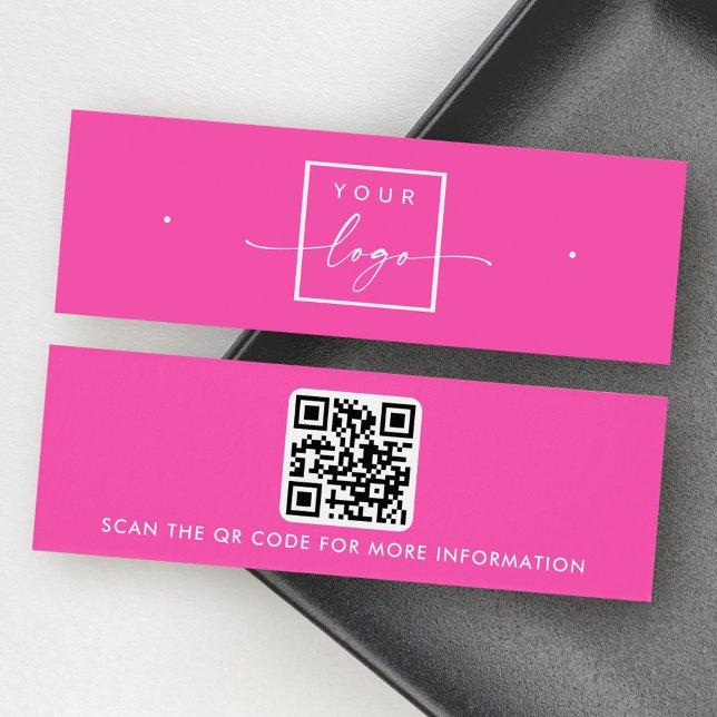Logo QR code chaud rose goujon d'oreille carte d'a (Logo QR code hot pink stud earring display card)