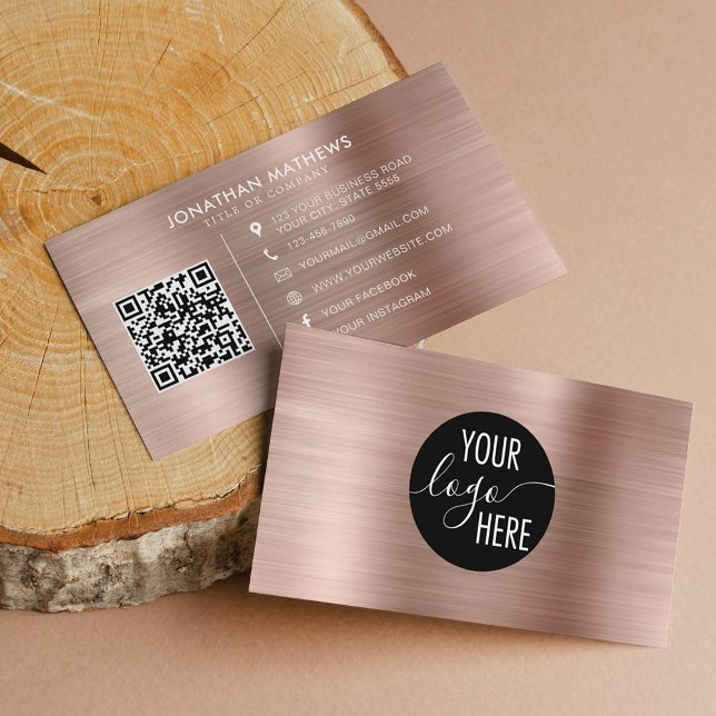 Logo-QR-Code der gebürsteten Metallic-Rose Visitenkarte (Von Creator hochgeladen)