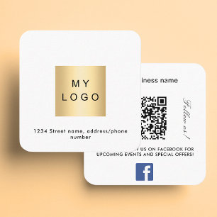 Logo QR Code Facebook folgen uns weiß Quadratische Visitenkarte