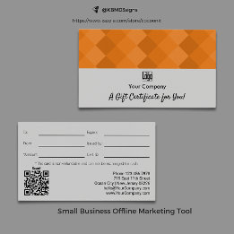 Logo QR Code Grau Schwarz Orange Geschenkgutschein
