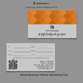 Logo QR Code Grau Schwarz Orange Geschenkgutschein