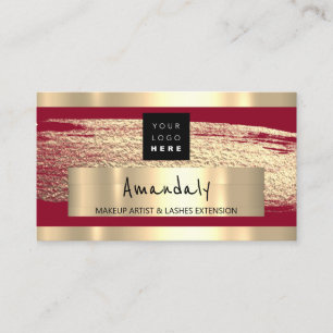 Logo QR CODE Logo Gold Paint Burgundy Visitenkarte