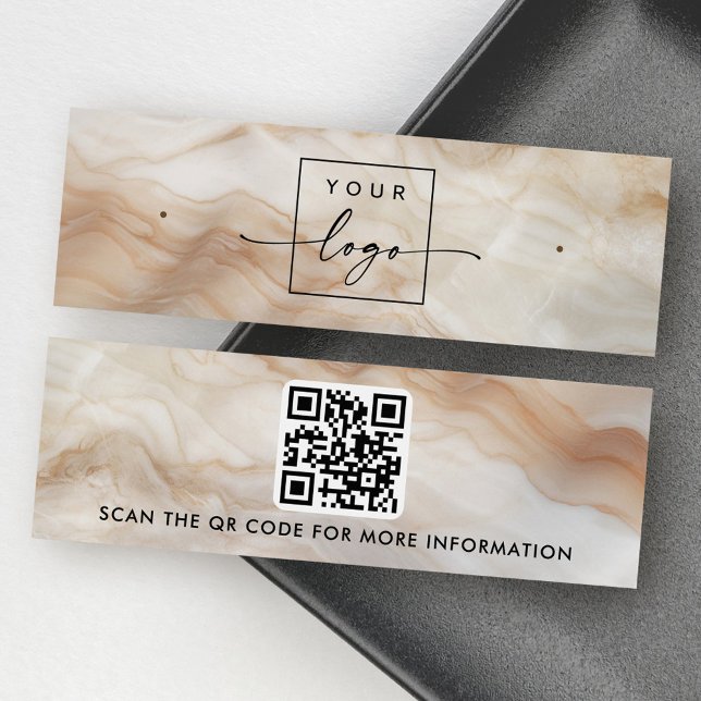 Logo QR code marble look stud earring display card (Logo QR code marble look stud earring display card)