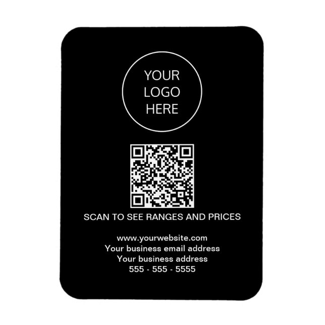 Logo QR Code Modern Black Magnet (Vertikal)