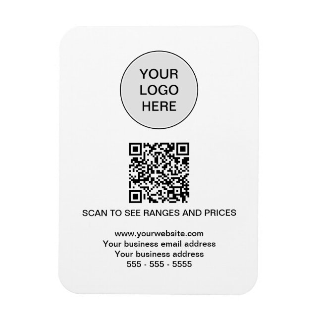Logo QR Code Modern White Magnet (Vertikal)