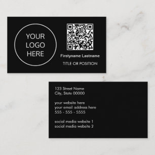Logo QR Code Moderne Black Business Card Visitenkarte