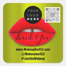 Logo QR-Code Name Vielen Dank Shopping Red Lips Gr Quadratischer Aufkleber