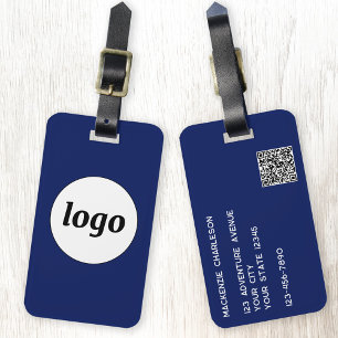 Logo QR Code Navy Blue Business Promotions Gepäckanhänger