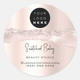 Logo QR Code Online Shop Silver Glitzer RosePowder Runder Aufkleber