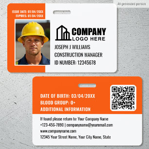 Logo QR Code Orange für benutzerdefinierte Baustel Ausweis