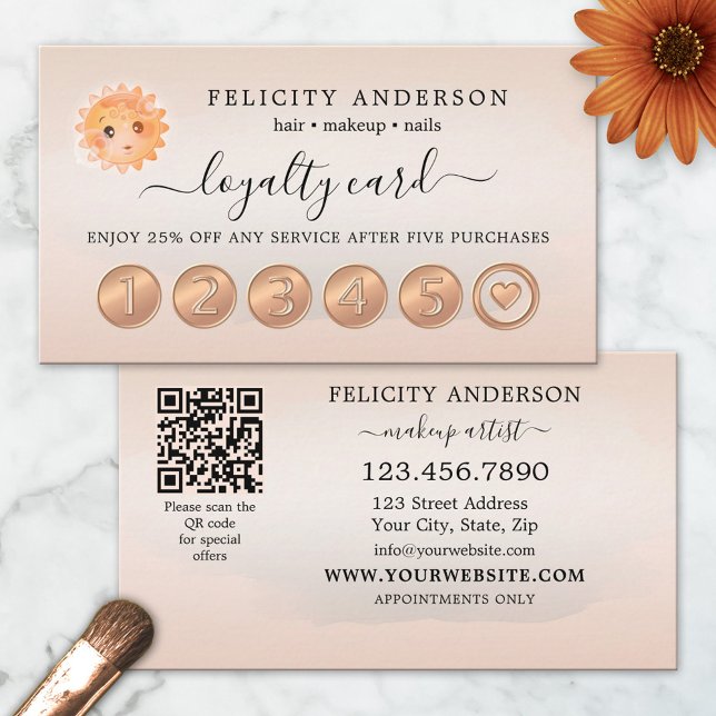 Logo QR Code Peach Beauty Loyalty Card Treuekarte (Von Creator hochgeladen)