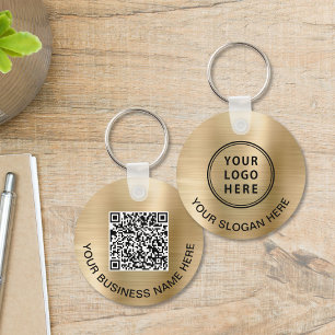 Logo QR Code Promotional Gold Schlüsselanhänger