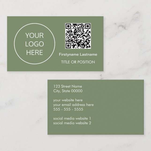 Logo QR Code Sage Carte de visite vert (Devant / Derrière)
