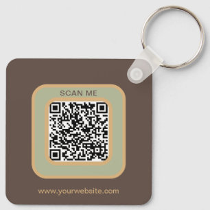 Logo-QR-Code-Schlüsselanhänger mit erdigen Tönen,  Schlüsselanhänger