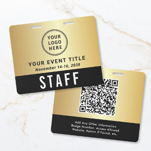 Logo QR-Code Schwarz Gold Event-Zugangs-Pass Ausweis