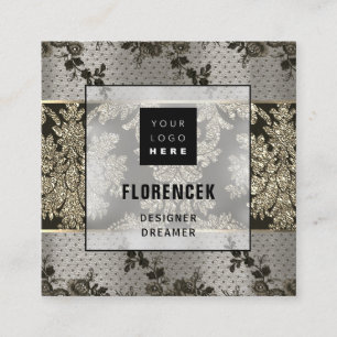 Logo QR CODE Shop BeAUTIQUE Gold Spitzen Elegant Quadratische Visitenkarte