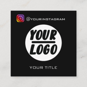 Logo   QR-Code   Social Media Icons Elegant Quadratische Visitenkarte