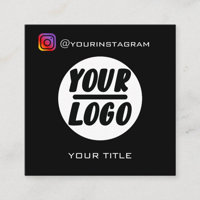 Logo | QR-Code | Social Media Icons Elegant Quadratische Visitenkarte (Vorderseite)