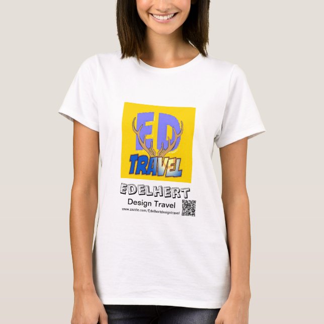 Logo & QR-Code T - Shirt Edelhert Design Travel (Vorderseite)