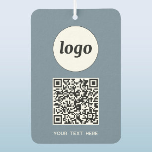 Logo QR Code Text Business Promotion Dusty Blue Autolufterfrischer