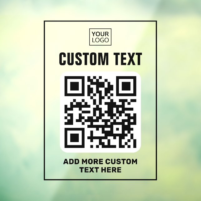 Logo, QR-Code und benutzerdefinierter Text schwarz Fensteraufkleber (Blatt 3)