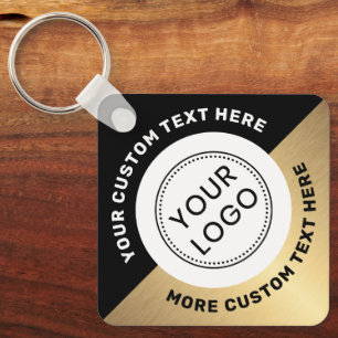 Logo QR-Code und schwarzer goldfarbener Farbverlau Schlüsselanhänger