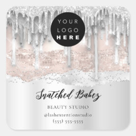 Logo-QR-Code Vielen Dank, dass Sie Silver-Tropfen  Quadratischer Aufkleber
