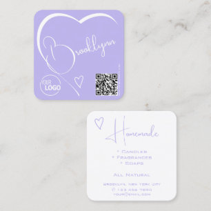 Logo QR-Code Vorlage Kalligrafie Lilac Herz Quadratische Visitenkarte