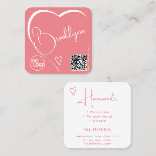 Logo QR-Code Vorlage Kalligrafie Rosa Schwarzes He Quadratische Visitenkarte