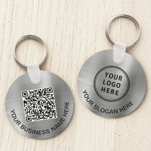Logo QR-Code Werbeanhänger Silber Schlüsselanhänger