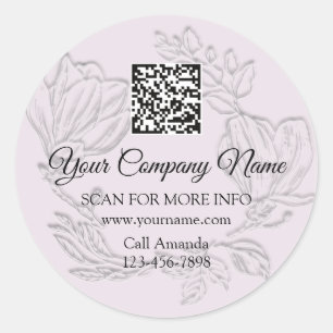 Logo QR Code Werbeshop Blütensilber Lilac Runder Aufkleber