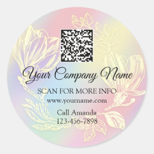 Logo QR Code Werbeshop Ombre Blumenschrift Runder Aufkleber
