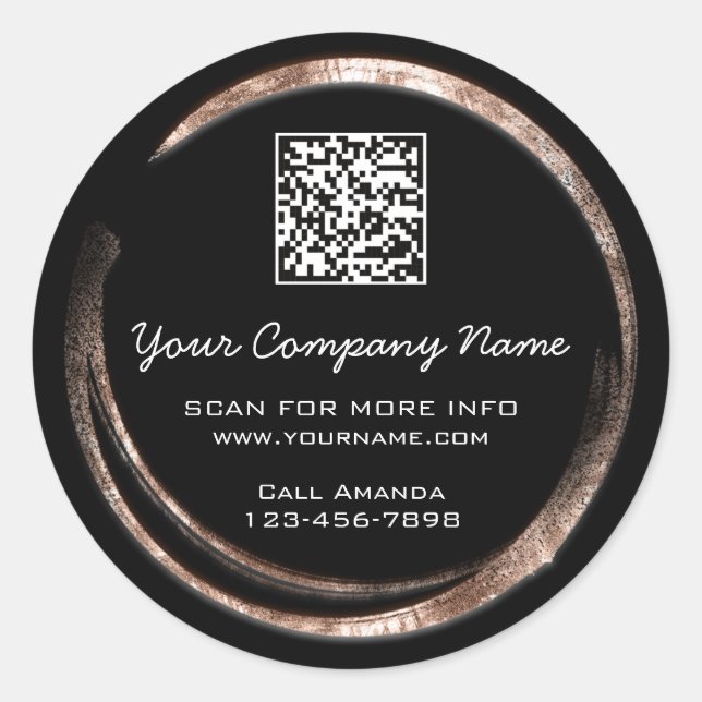 Logo QR Code Werbeshop Rose Kreis Schwarz Runder Aufkleber (Vorderseite)