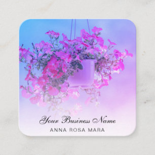 * Logo QR Floral Blume mit NEON Petunia Pot Quadratische Visitenkarte