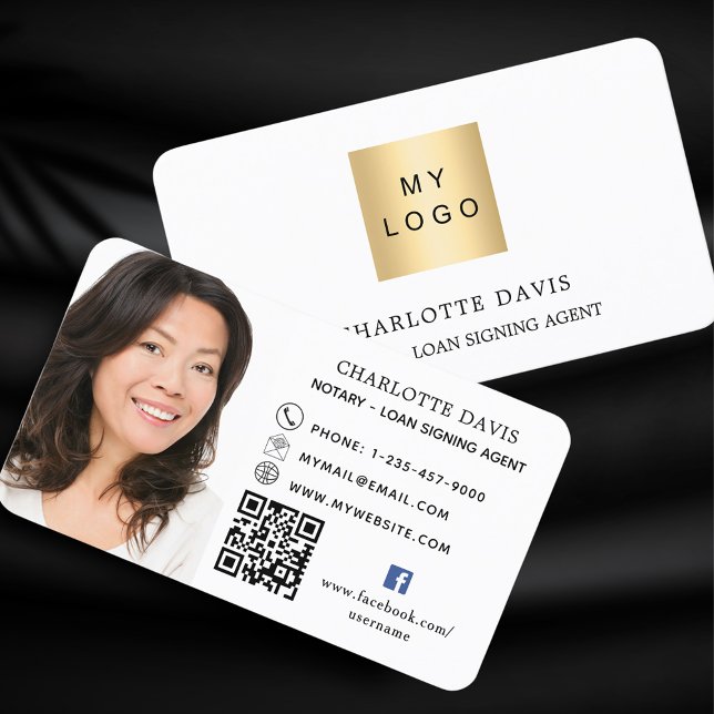 Logo-QR-Foto Facebook-Symbol-Markenfarbe Visitenkarte (Von Creator hochgeladen)