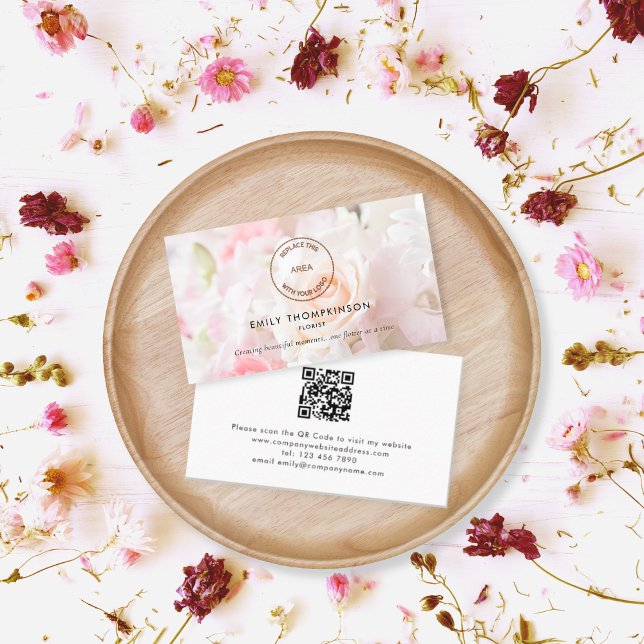 Logo QR Foto Overlay Florist Blume Shop Visitenkarte (Von Creator hochgeladen)