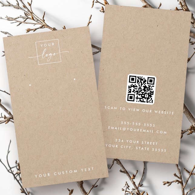 Logo QR Kraft-Papiervorlagenanzeigekarte (Logo QR Kraft paper earring display card)