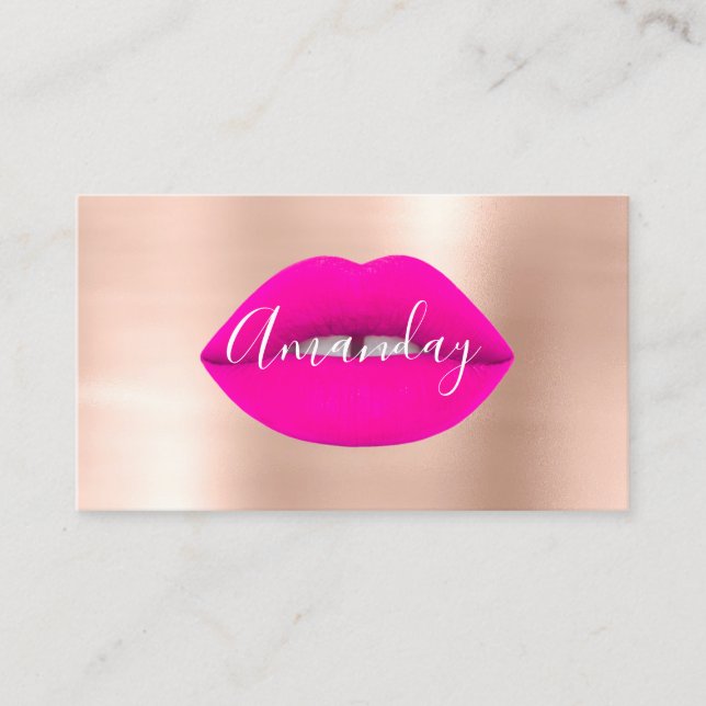 Logo-QR-Logos für Rose-Blush-Lippen-Makeup-Logo Visitenkarte (Vorderseite)