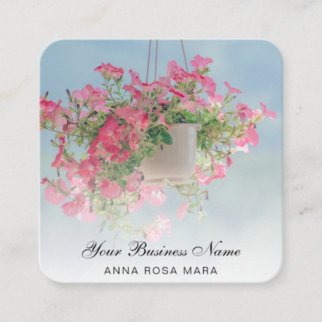 *~* Logo QR Rose Blumenblume Blume Hängend Petunia Quadratische Visitenkarte (Vorderseite)