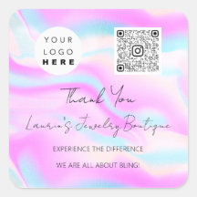 Logo QrCode Online Shop Holografisch Rosa Blau