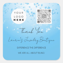 Logo QrCode Online Shop Light Blue Quadratischer Aufkleber