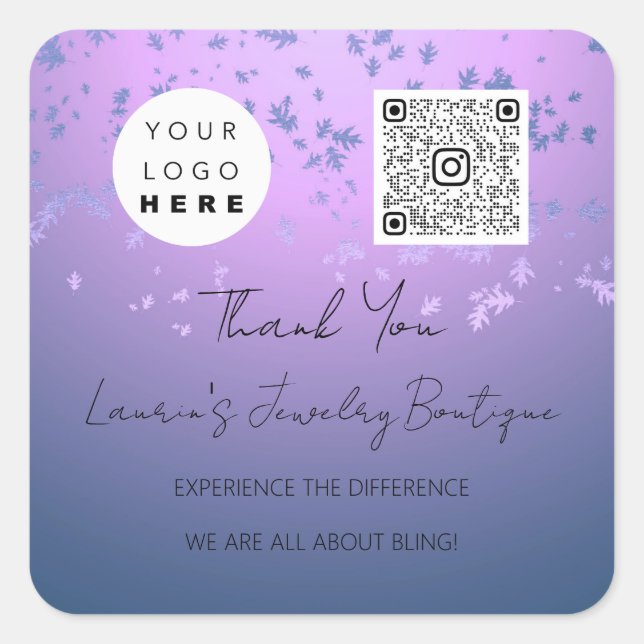 Logo QrCode Online Shop Light Lila Quadratischer Aufkleber (Vorderseite)