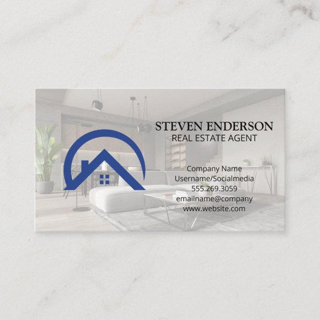 Logo "Real Anwesen Agent" | Modernes Inneres Visitenkarte (Vorderseite)