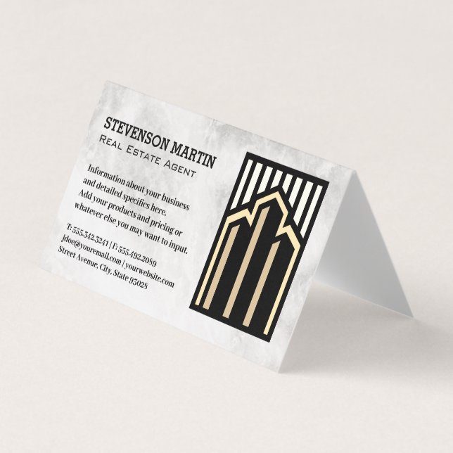 Logo "Real Anwesen Gebäude" | Marmor Visitenkarten (Vorderseite)